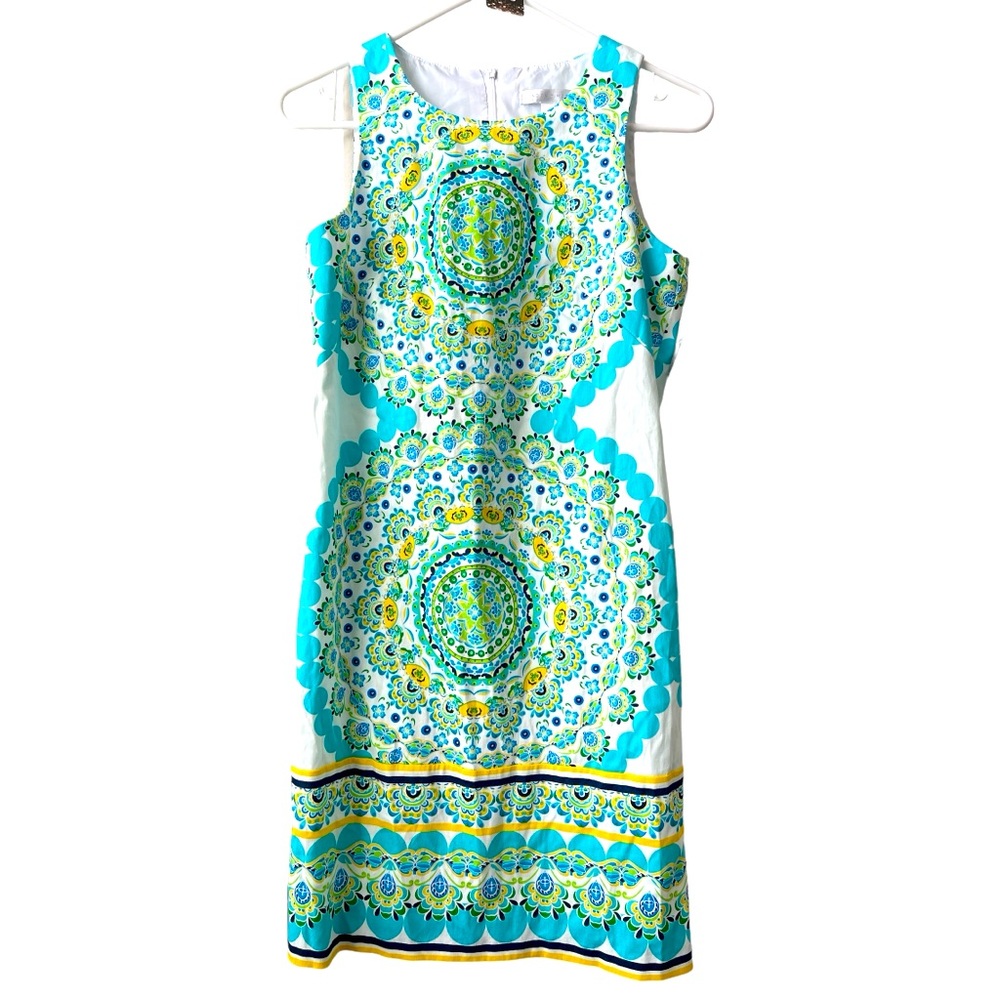 166 NWT LONDON TIMES DRESS TURQUOISE/WHITE/YELLOW
